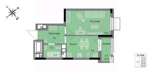 1-к квартира, вторичка, 34м2, 7/17 этаж