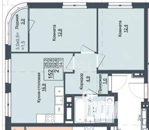 2-к квартира, вторичка, 56м2, 17/17 этаж