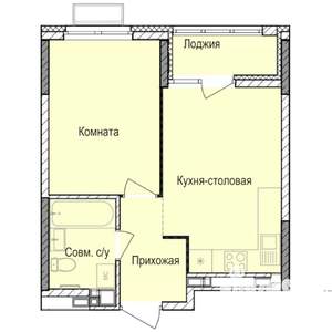 1-к квартира, строящийся дом, 35м2, 11/17 этаж