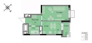 1-к квартира, вторичка, 34м2, 16/17 этаж