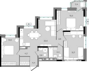 3-к квартира, вторичка, 88м2, 3/16 этаж