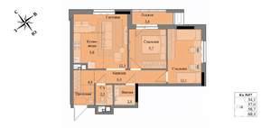 3-к квартира, вторичка, 59м2, 5/17 этаж