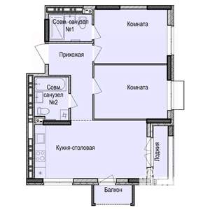 2-к квартира, строящийся дом, 59м2, 3/17 этаж
