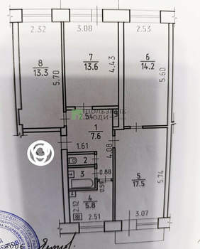 4-к квартира, вторичка, 76м2, 1/4 этаж