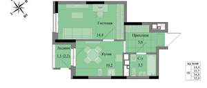 1-к квартира, вторичка, 35м2, 7/17 этаж