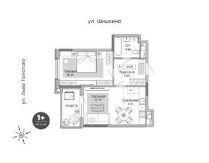 1-к квартира, строящийся дом, 49м2, 4/17 этаж