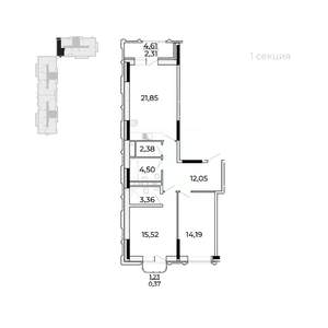 2-к квартира, строящийся дом, 80м2, 15/17 этаж