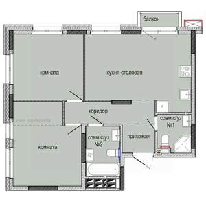 2-к квартира, строящийся дом, 62м2, 6/16 этаж