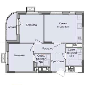 2-к квартира, строящийся дом, 54м2, 12/17 этаж