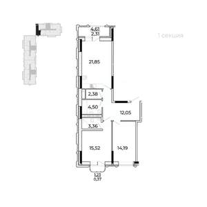 2-к квартира, строящийся дом, 80м2, 6/17 этаж