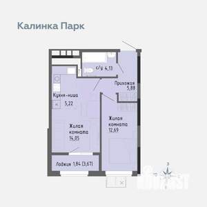 1-к квартира, вторичка, 44м2, 9/17 этаж