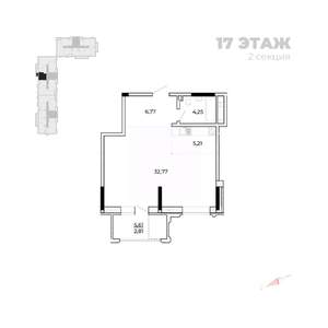 Студия квартира, вторичка, 55м2, 17/17 этаж