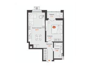 1-к квартира, строящийся дом, 42м2, 2/16 этаж