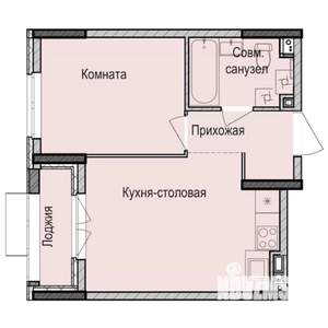 1-к квартира, строящийся дом, 35м2, 13/17 этаж
