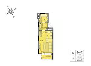 Студия квартира, вторичка, 27м2, 2/17 этаж