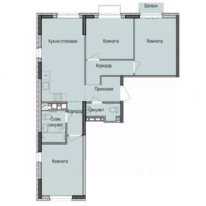 3-к квартира, строящийся дом, 71м2, 13/17 этаж