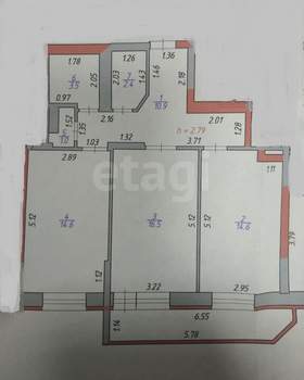 2-к квартира, вторичка, 64м2, 4/16 этаж