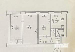 3-к квартира, вторичка, 55м2, 1/5 этаж