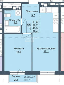 2-к квартира, вторичка, 41м2, 9/10 этаж