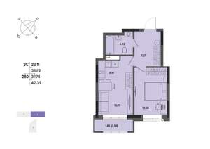 2-к квартира, вторичка, 40м2, 3/17 этаж