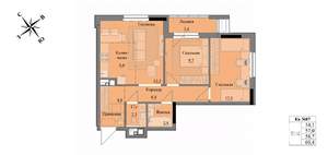 3-к квартира, вторичка, 59м2, 7/17 этаж