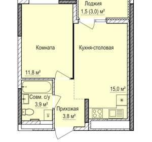 1-к квартира, вторичка, 36м2, 11/17 этаж