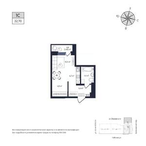 Студия квартира, строящийся дом, 33м2, 7/17 этаж