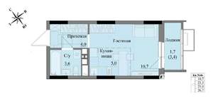 Студия квартира, вторичка, 25м2, 4/17 этаж