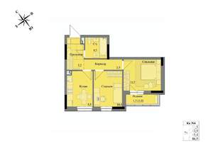 2-к квартира, вторичка, 45м2, 1/17 этаж