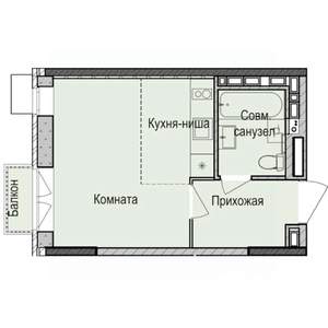 Студия квартира, строящийся дом, 26м2, 8/17 этаж