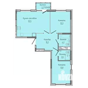 2-к квартира, строящийся дом, 67м2, 2/17 этаж