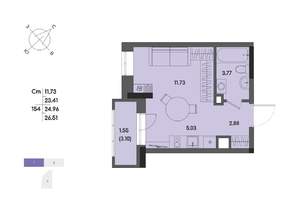 1-к квартира, вторичка, 25м2, 12/17 этаж