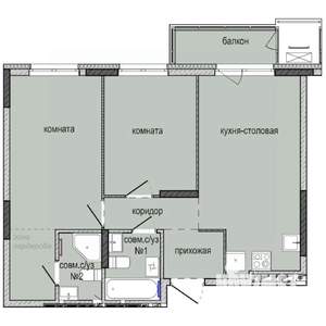 2-к квартира, строящийся дом, 60м2, 7/16 этаж