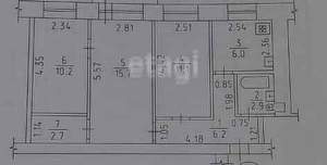 3-к квартира, вторичка, 55м2, 3/4 этаж
