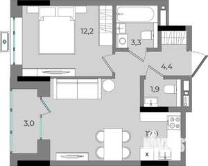 1-к квартира, вторичка, 43м2, 2/16 этаж