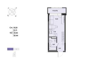 1-к квартира, вторичка, 23м2, 11/17 этаж