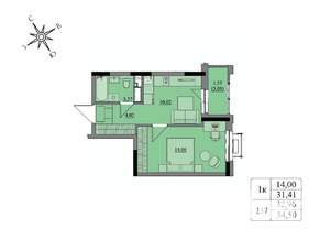 1-к квартира, вторичка, 33м2, 17/17 этаж
