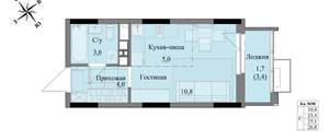 Студия квартира, вторичка, 25м2, 7/17 этаж