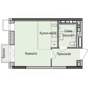 Студия квартира, строящийся дом, 26м2, 14/17 этаж