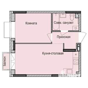 1-к квартира, строящийся дом, 37м2, 2/17 этаж