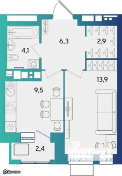 1-к квартира, вторичка, 38м2, 9/16 этаж