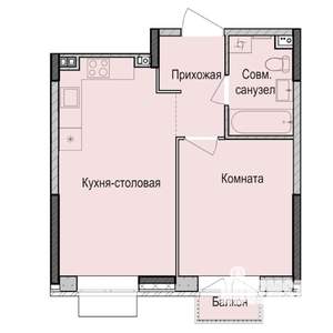 1-к квартира, строящийся дом, 38м2, 2/17 этаж