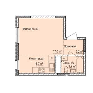 Студия квартира, строящийся дом, 31м2, 2/17 этаж