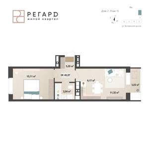 2-к квартира, вторичка, 41м2, 15/17 этаж