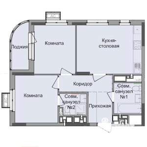 2-к квартира, строящийся дом, 54м2, 9/17 этаж