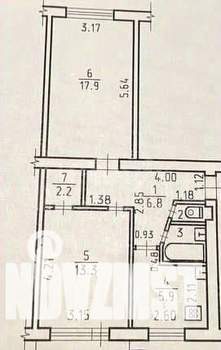 2-к квартира, вторичка, 47м2, 3/5 этаж