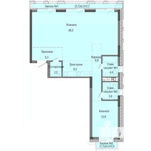 2-к квартира, строящийся дом, 93м2, 7/8 этаж