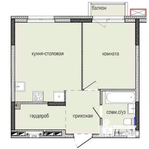 1-к квартира, строящийся дом, 42м2, 4/16 этаж