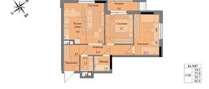 3-к квартира, вторичка, 59м2, 7/17 этаж