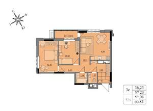 3-к квартира, вторичка, 59м2, 9/17 этаж